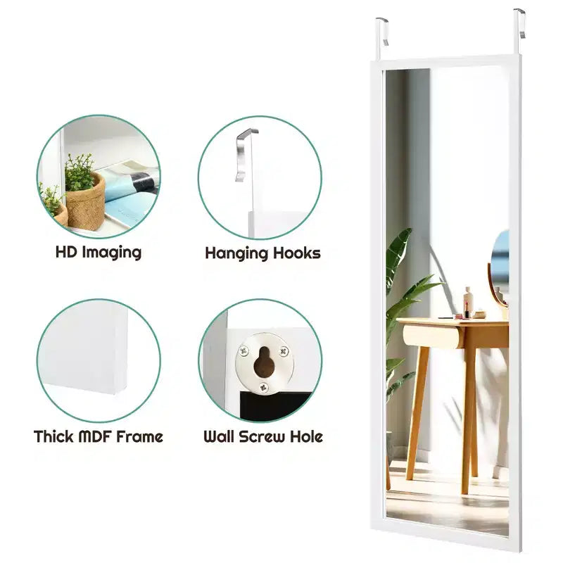 Specchio a Parete a Figura Intera con Cornice in Legno Bianco\Nero\Oro