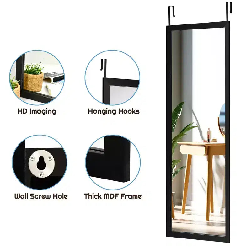 Specchio a Parete a Figura Intera con Cornice in Legno Bianco\Nero\Oro