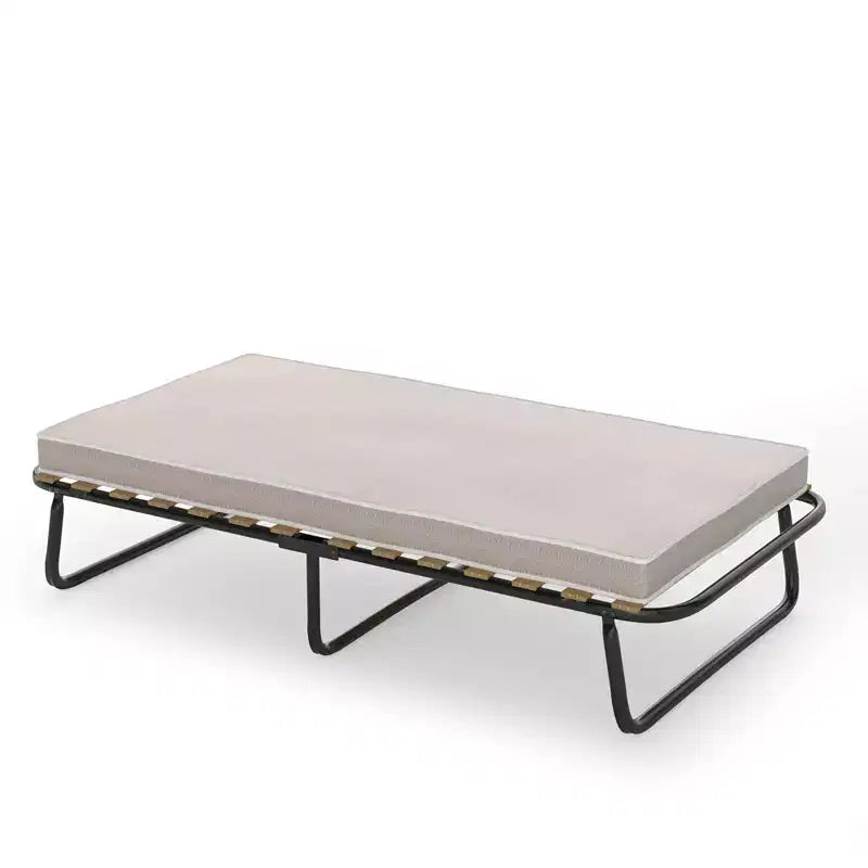 Costway Folding Bed w/Memory Foam Mattress Metal Guest Sleeper Wood Slats Made in Italy