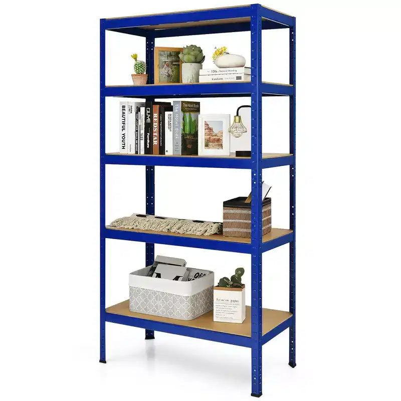 3 SCAFFALI DA GARAGE A 5 RIPIANI, RESISTENTI, IN ACCIAIO DA 183 CM, REGOLABILI, COLORE ARGENTO/BLU