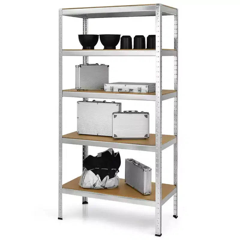 3 SCAFFALI DA GARAGE A 5 RIPIANI, RESISTENTI, IN ACCIAIO DA 183 CM, REGOLABILI, COLORE ARGENTO/BLU