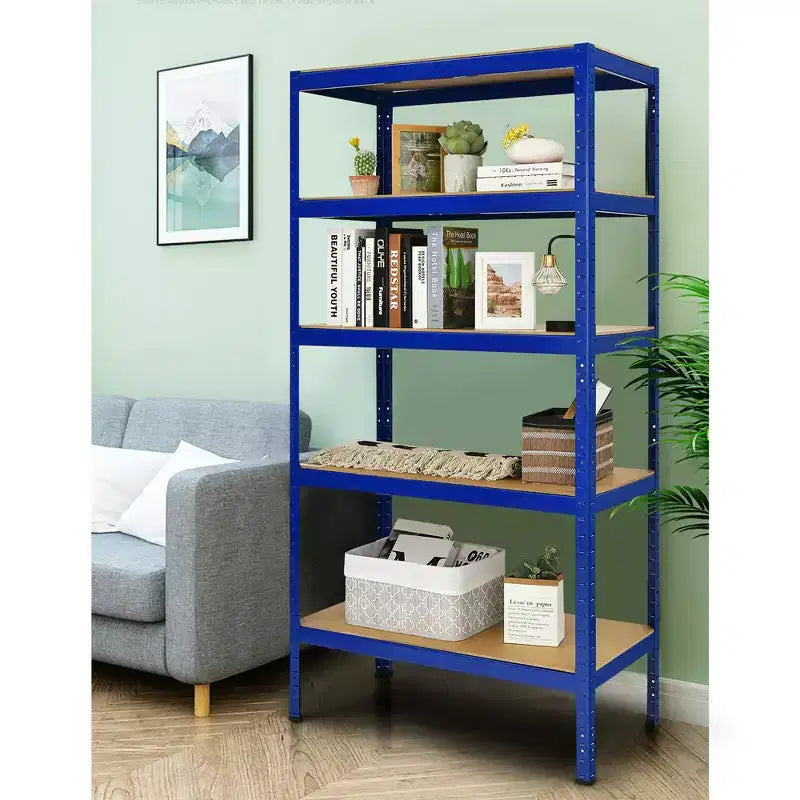 3 SCAFFALI DA GARAGE A 5 RIPIANI, RESISTENTI, IN ACCIAIO DA 183 CM, REGOLABILI, COLORE ARGENTO/BLU