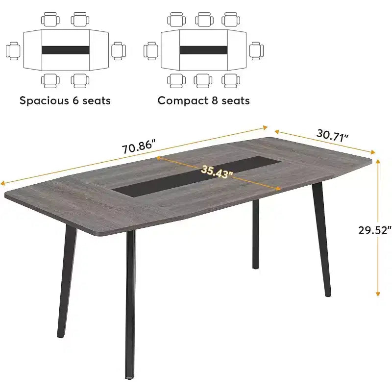 Tavolo da pranzo a forma di barca da 180 cm per 6-8 persone, Tavolo da cucina industriale, Grande tavolo da pranzo in legno per cucina, Riunioni di famiglia