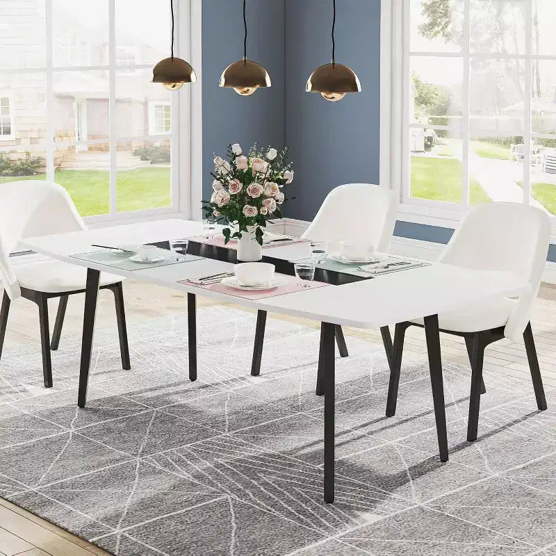 Tavolo da pranzo a forma di barca da 180 cm per 6-8 persone, Tavolo da cucina industriale, Grande tavolo da pranzo in legno per cucina, Riunioni di famiglia