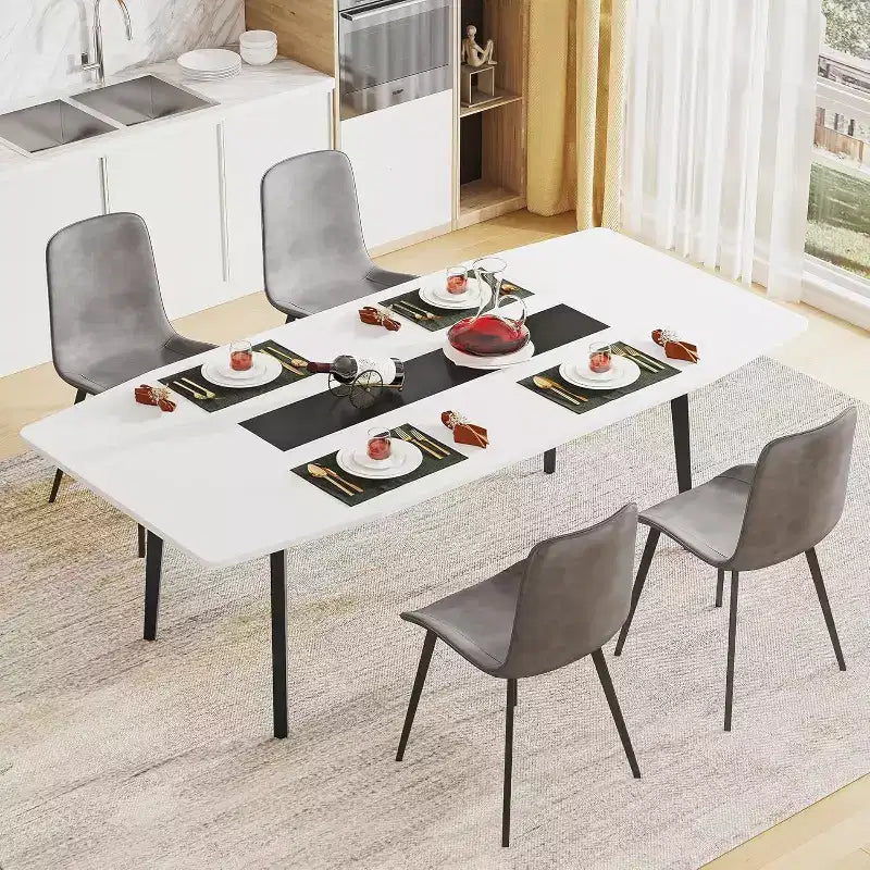 Tavolo da pranzo a forma di barca da 180 cm per 6-8 persone, Tavolo da cucina industriale, Grande tavolo da pranzo in legno per cucina, Riunioni di famiglia
