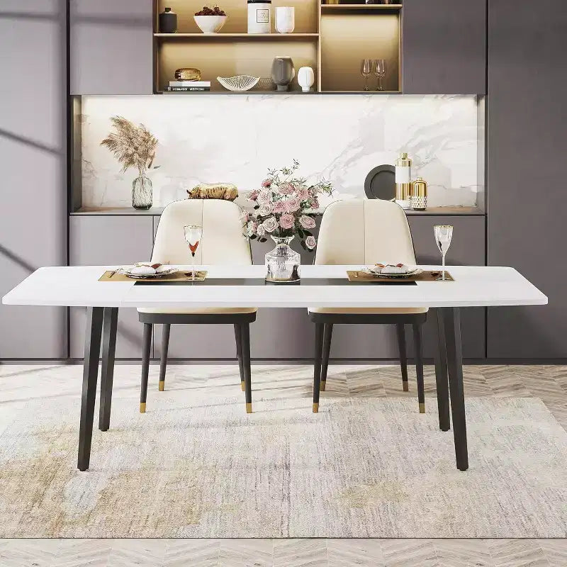 Tavolo da pranzo a forma di barca da 180 cm per 6-8 persone, Tavolo da cucina industriale, Grande tavolo da pranzo in legno per cucina, Riunioni di famiglia
