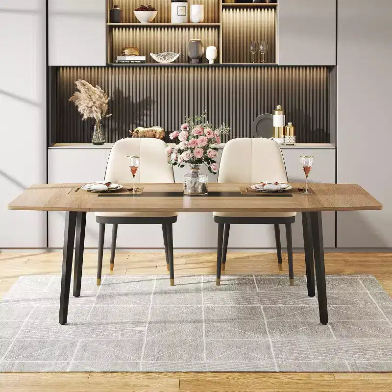 Tavolo da pranzo a forma di barca da 180 cm per 6-8 persone, Tavolo da cucina industriale, Grande tavolo da pranzo in legno per cucina, Riunioni di famiglia