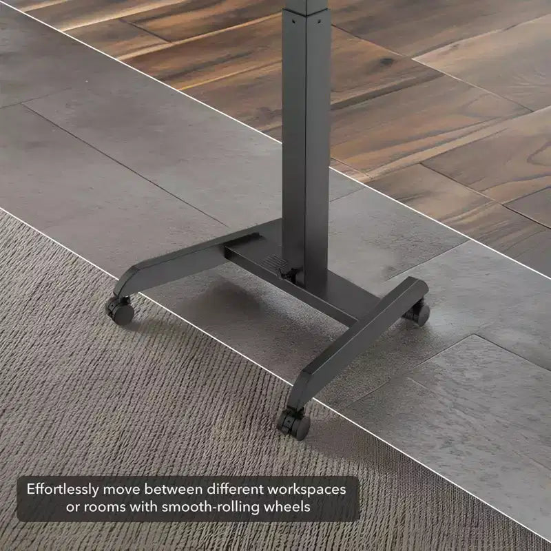 It! Scrivania Portatile con Ruote Regolabile in Altezza | 60 x 52 cm | Carrello Postazione di Lavoro Mobile Sit-Stand con Sollevatore a Molla Pneumatica | Nero